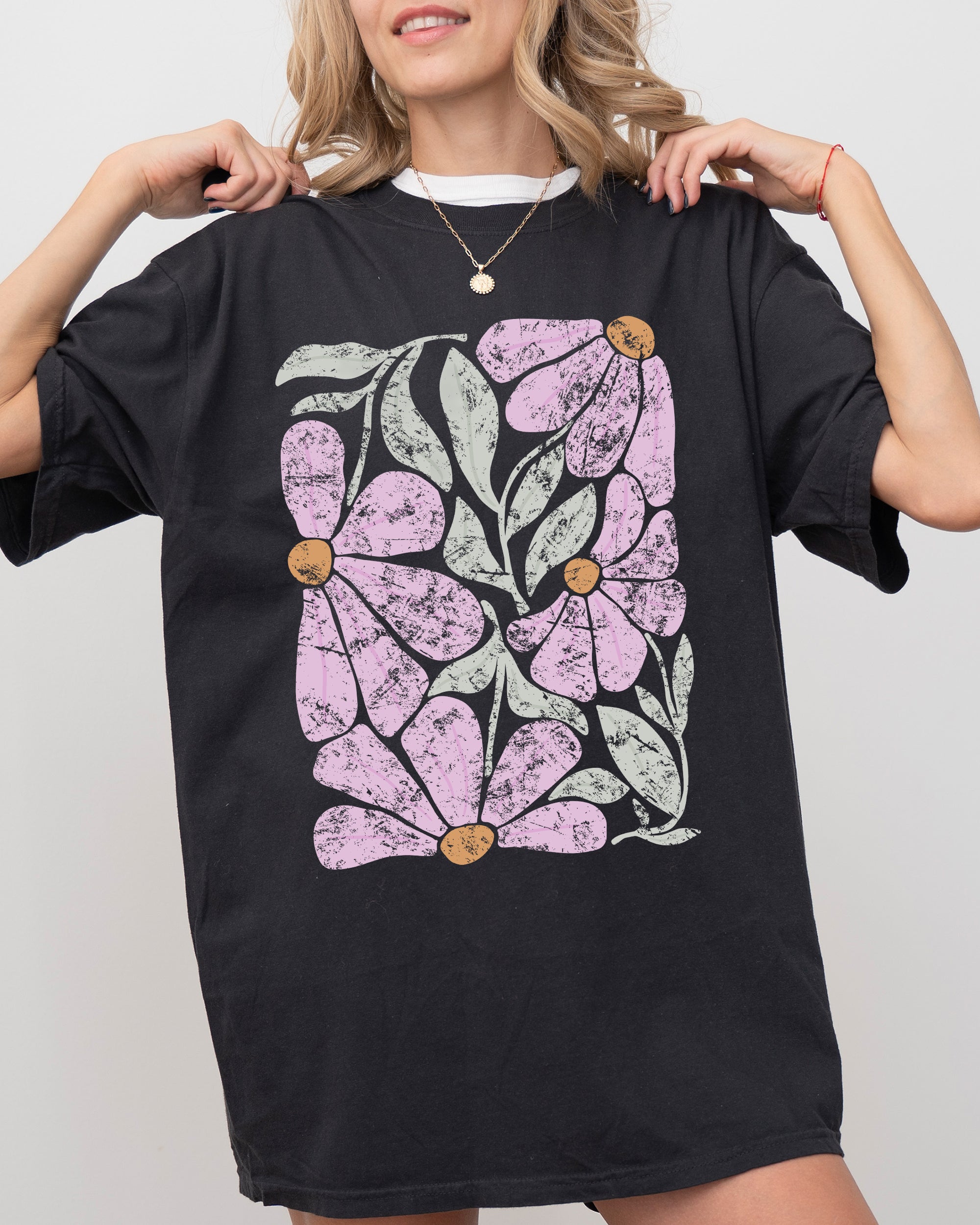Pink Daisy Boho Comfort Colors Graphic T-Shirt