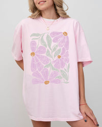 Pink Daisy Boho Comfort Colors Graphic T-Shirt