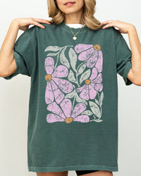 Pink Daisy Boho Comfort Colors Graphic T-Shirt