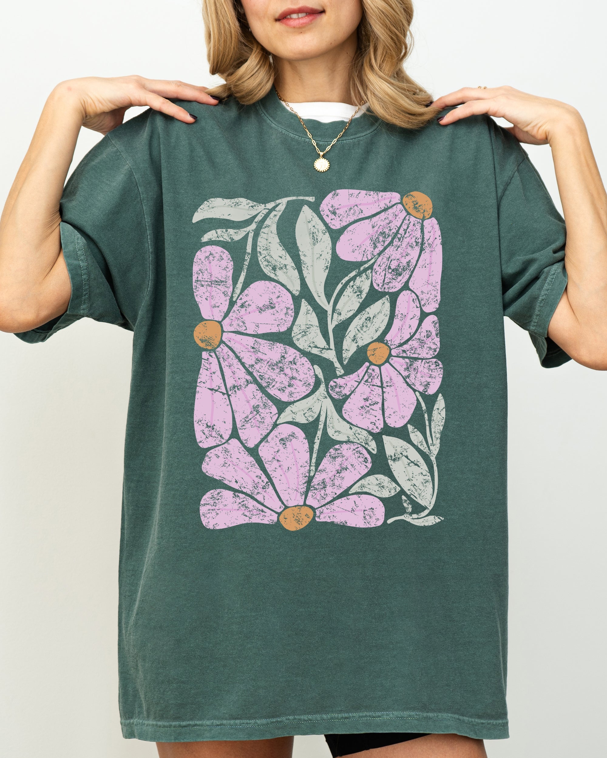 Pink Daisy Boho Comfort Colors Graphic T-Shirt
