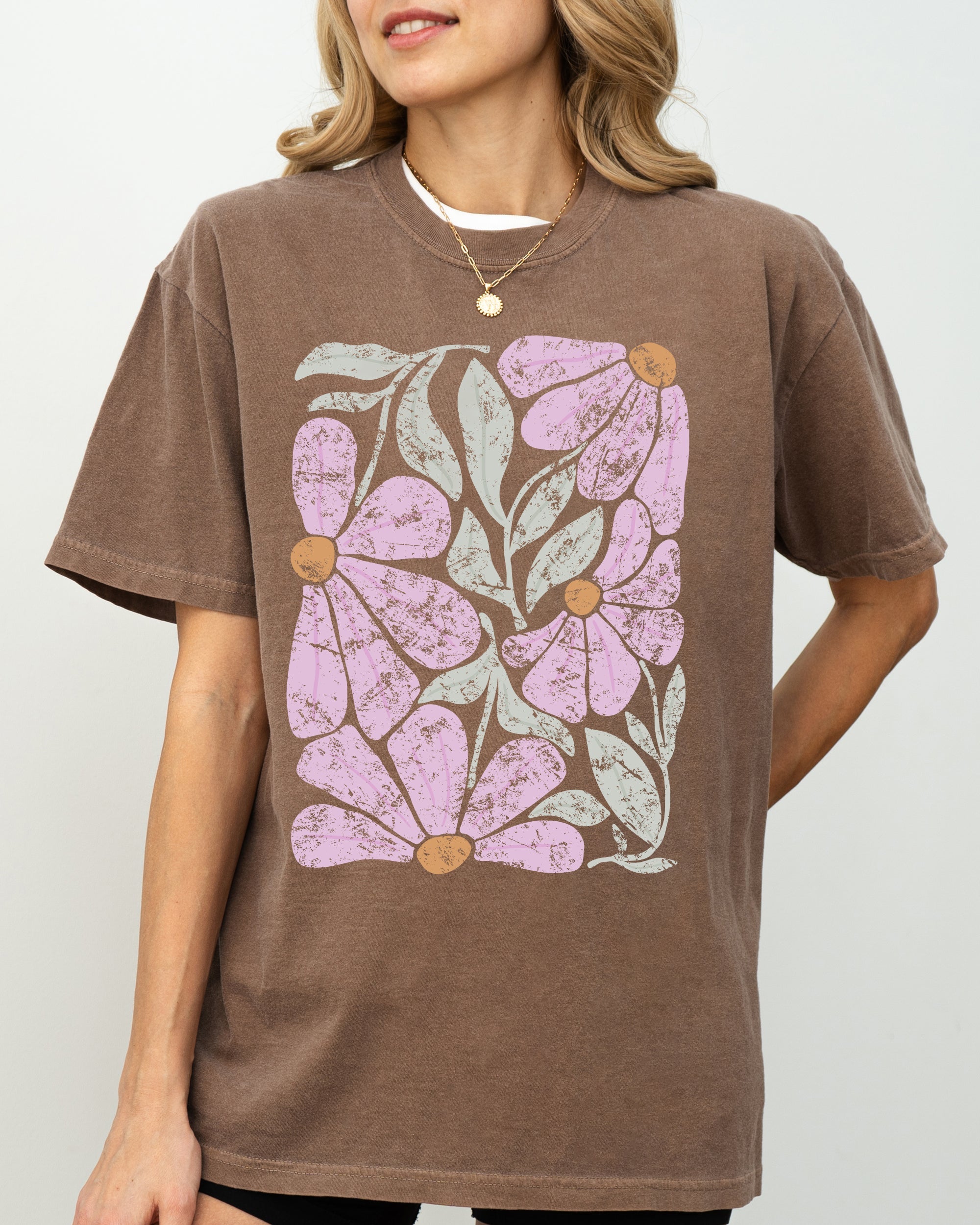 Pink Daisy Boho Comfort Colors Graphic T-Shirt