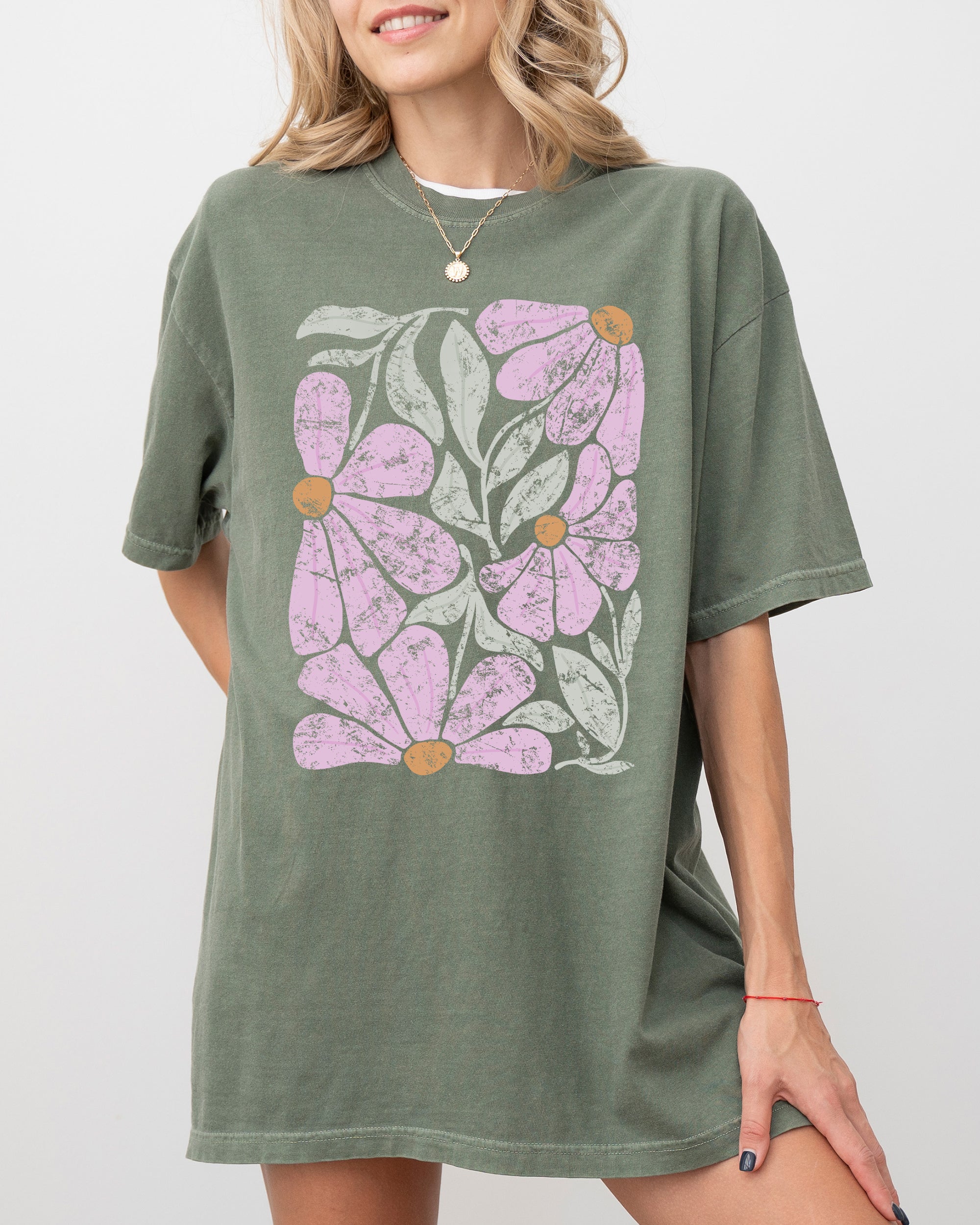 Pink Daisy Boho Comfort Colors Graphic T-Shirt