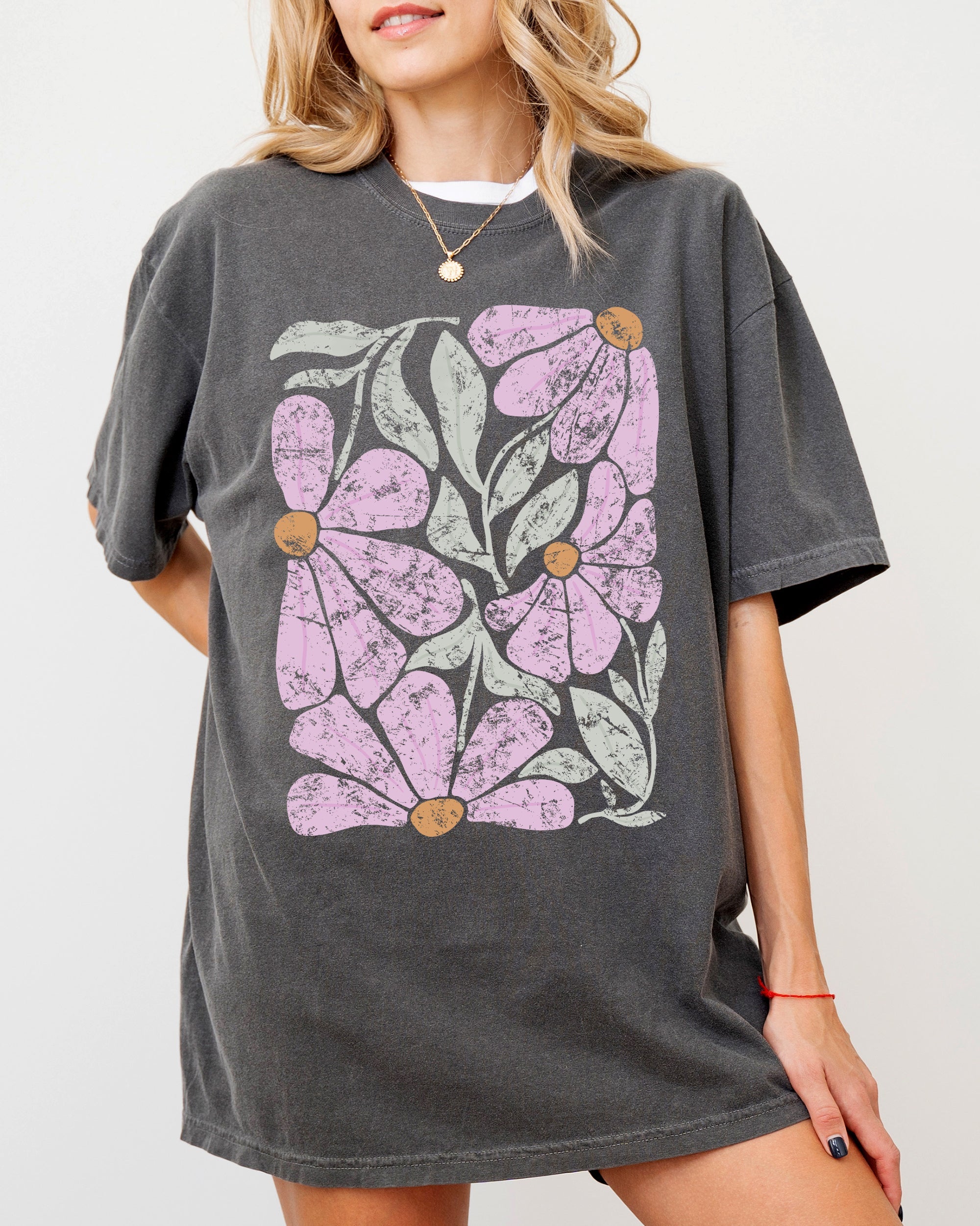 Pink Daisy Boho Comfort Colors Graphic T-Shirt