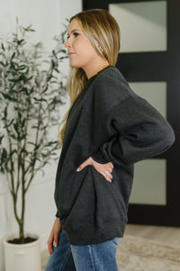Zenana Weekend Retreat Relaxed Pullover in Charcoal