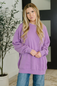 Zenana Weekend Retreat Relaxed Pullover in Lavender