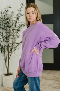 Zenana Weekend Retreat Relaxed Pullover in Lavender