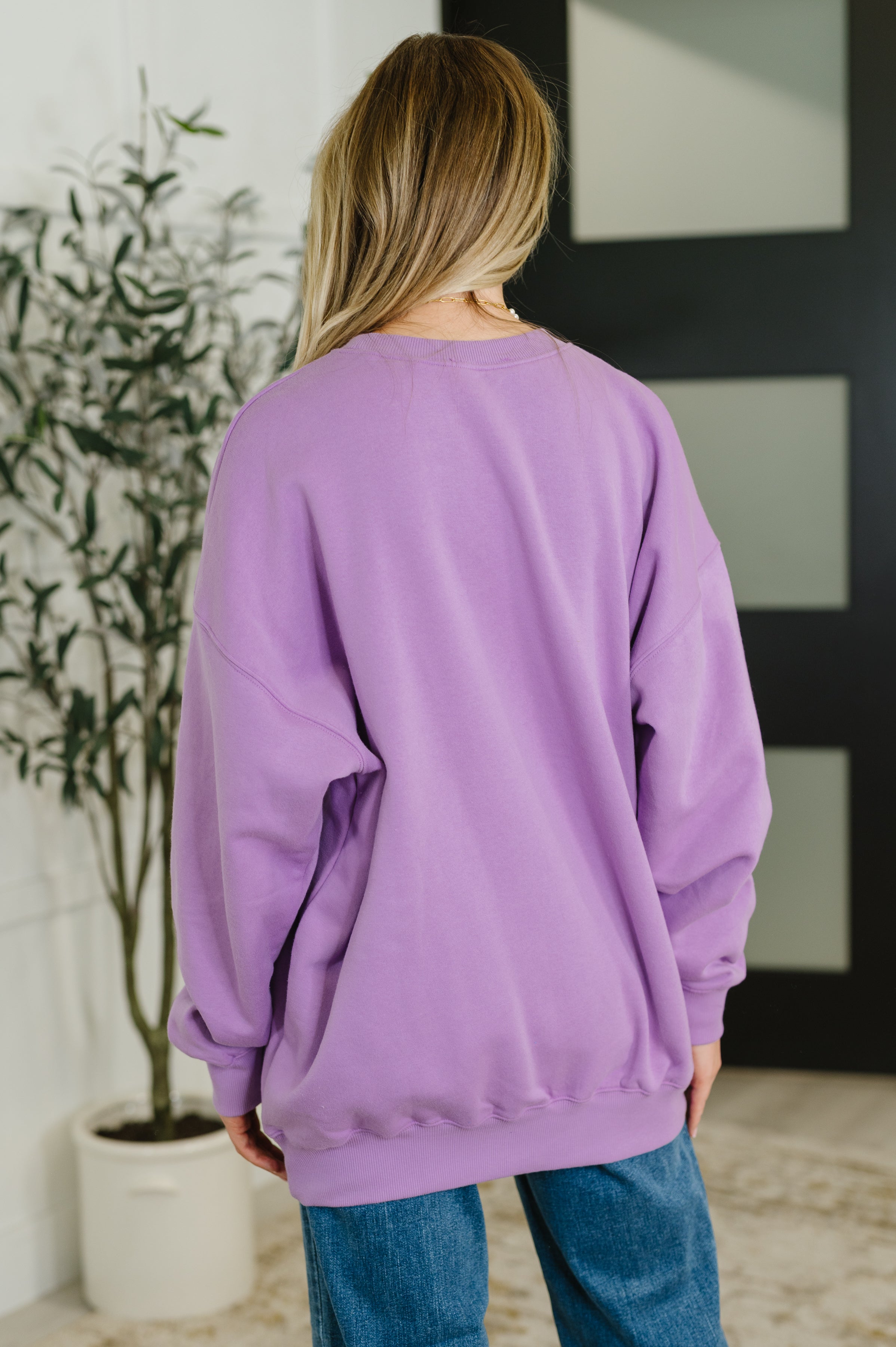 Zenana Weekend Retreat Relaxed Pullover in Lavender