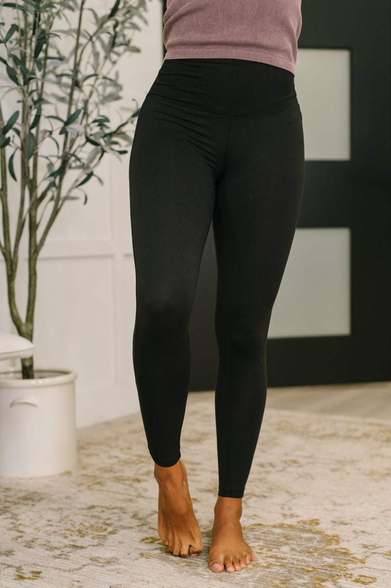 Zenana Premium Microfiber High Waisted Leggings in Black