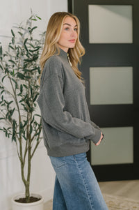 Zenana Quarter Zip Fleece Sweatshirt in Charcoal