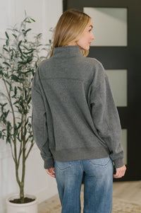 Zenana Quarter Zip Fleece Sweatshirt in Charcoal