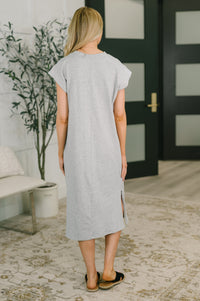 Zenana Round Neck Short Sleeve Midi Dress in Heather Grey