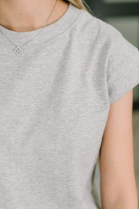 Zenana Round Neck Short Sleeve Midi Dress in Heather Grey