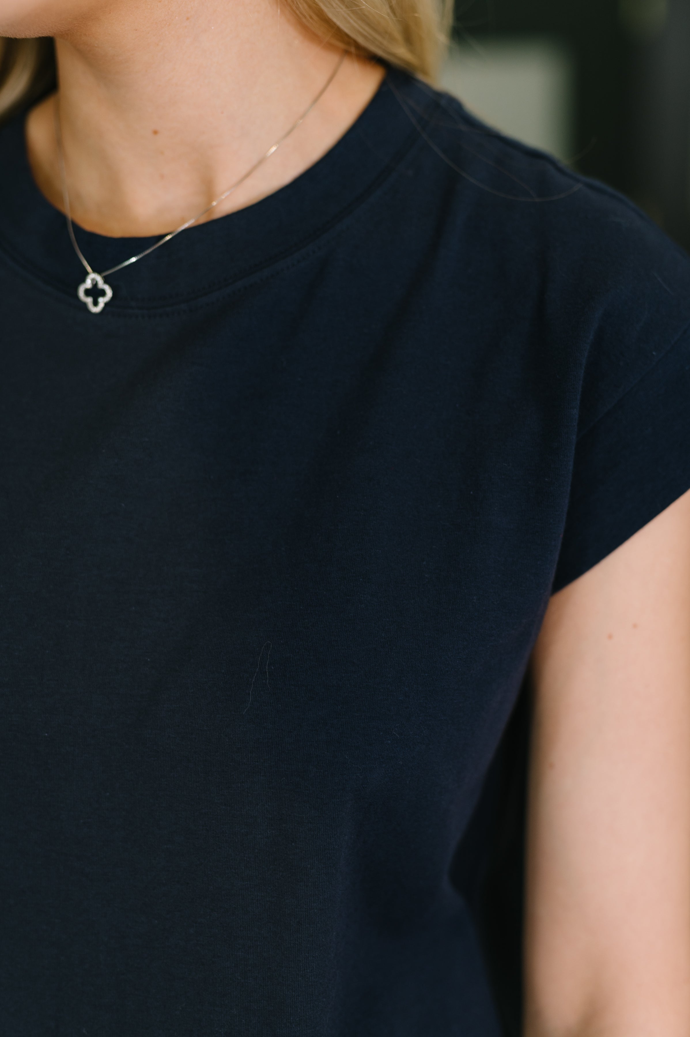 Zenana Round Neck Short Sleeve Midi Dress in Navy