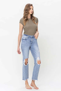 VERVET by Flying Monkey 90's High Rise Distressed Straight Jeans