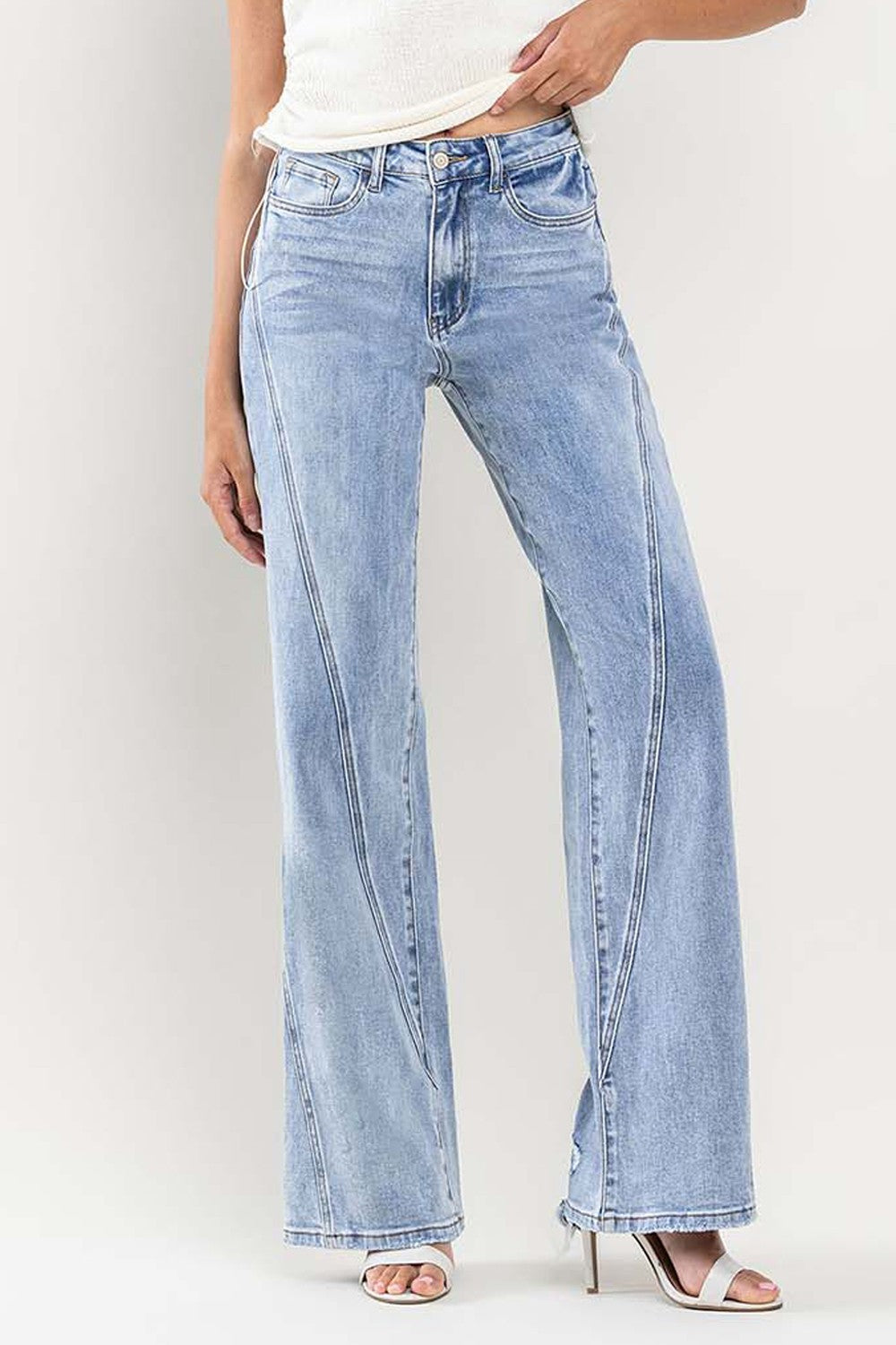 VERVET Ultra High Rise Wide Leg Jeans w/ Seam Detail