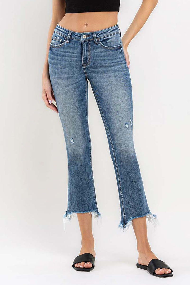 VERVET by Flying Monkey Mid Rise Distressed Crop Bootcut Jeans