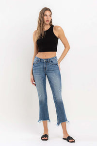 VERVET by Flying Monkey Mid Rise Distressed Crop Bootcut Jeans