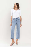 VERVET High Rise Cropped Distressed Hem Relaxed Fit Jeans