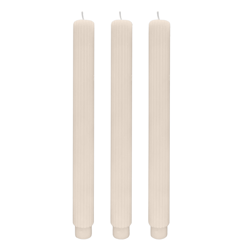 Sweet Water Decor Fluted Taper Candles - Set of 3