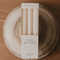 Sweet Water Decor Fluted Taper Candles - Set of 3