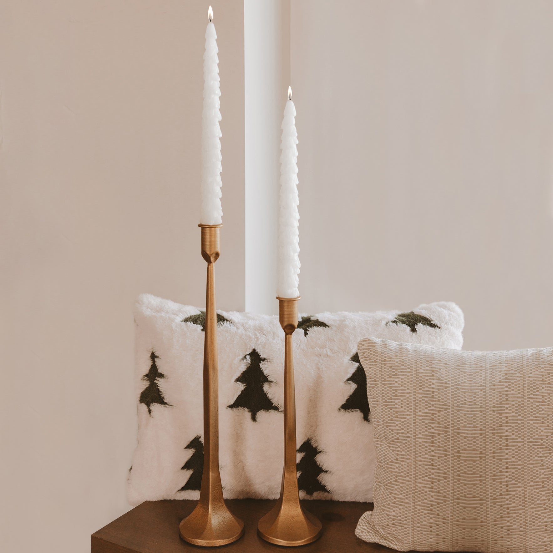 Sweet Water Decor Cream Tree Taper Candles - Set of 2