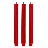 Sweet Water Decor Red Fluted Taper Candles - Set of 3