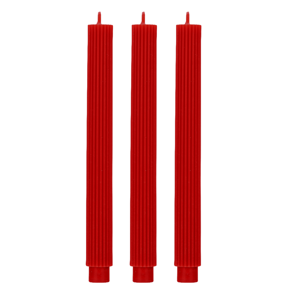 Sweet Water Decor Red Fluted Taper Candles - Set of 3