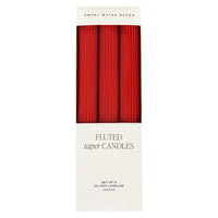Sweet Water Decor Red Fluted Taper Candles - Set of 3