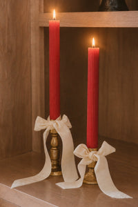 Sweet Water Decor Red Fluted Taper Candles - Set of 3