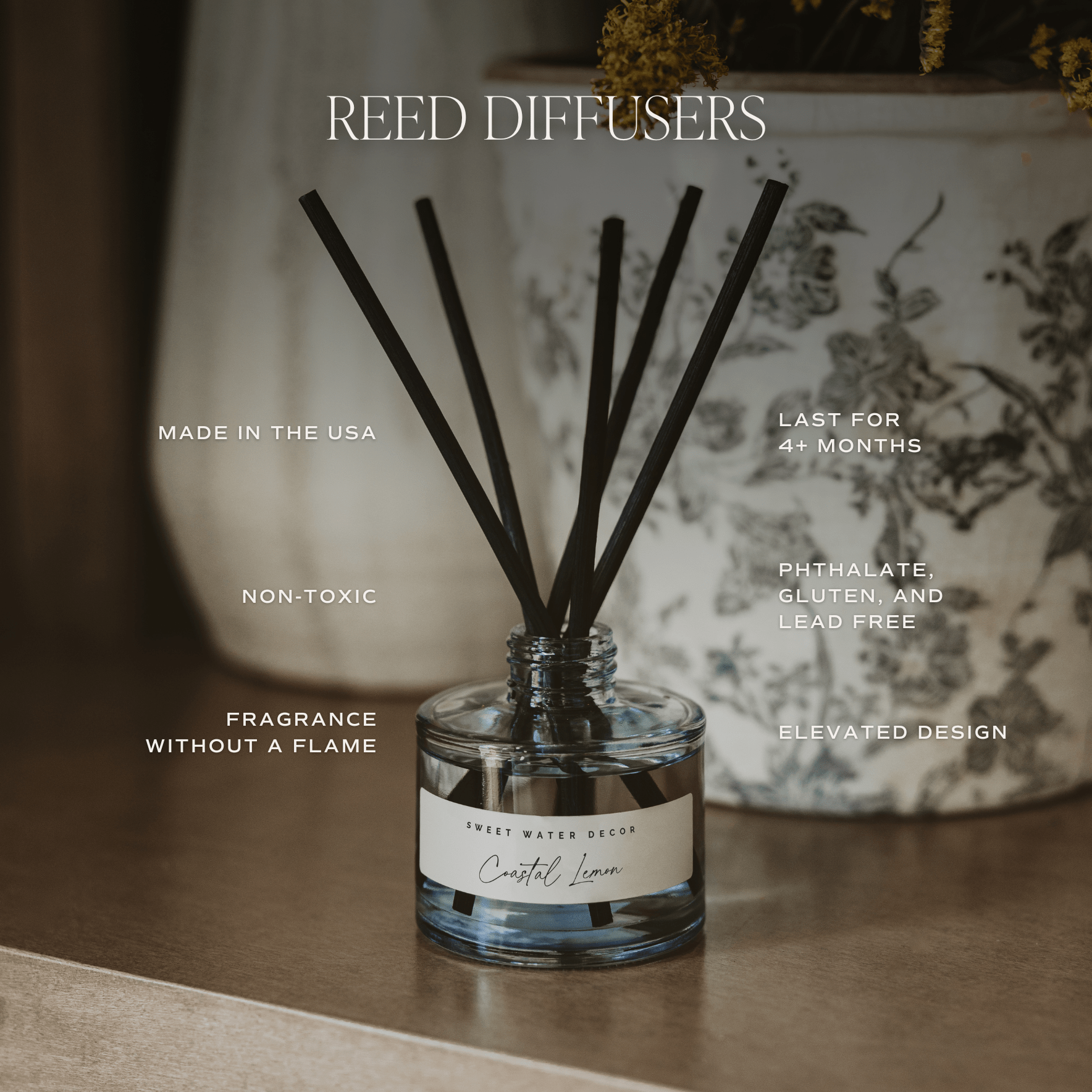 Sweet Water Decor Salt and Sea Blue Tinted Glass Jar Reed Diffuser