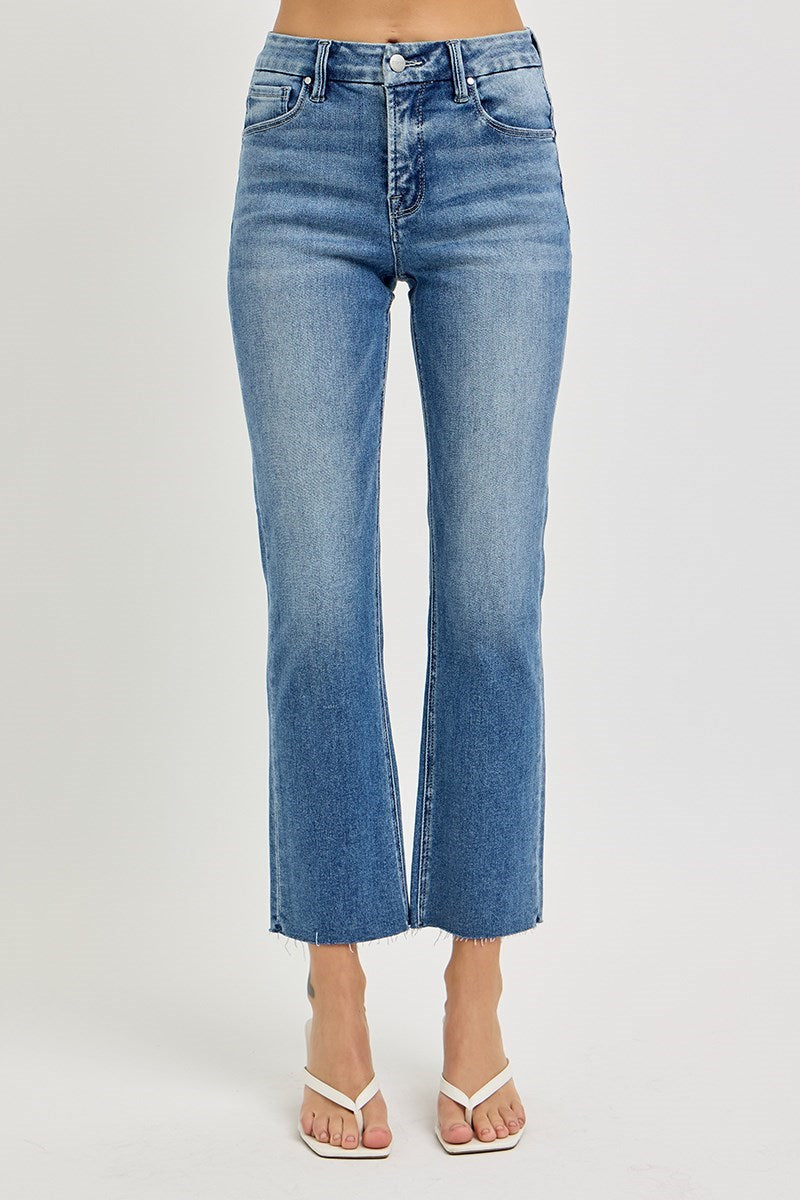 Risen High Rise Tummy Control Crop Straight Jeans