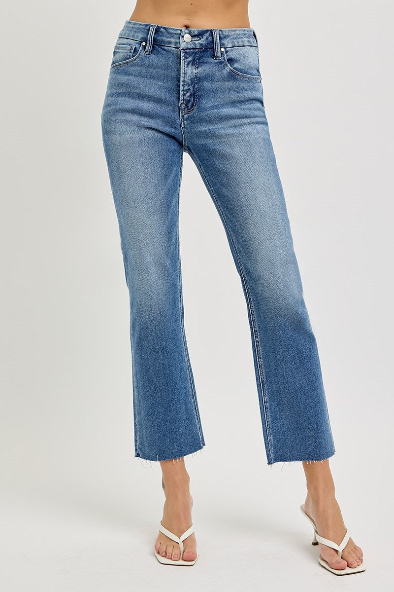 Risen High Rise Tummy Control Crop Straight Jeans