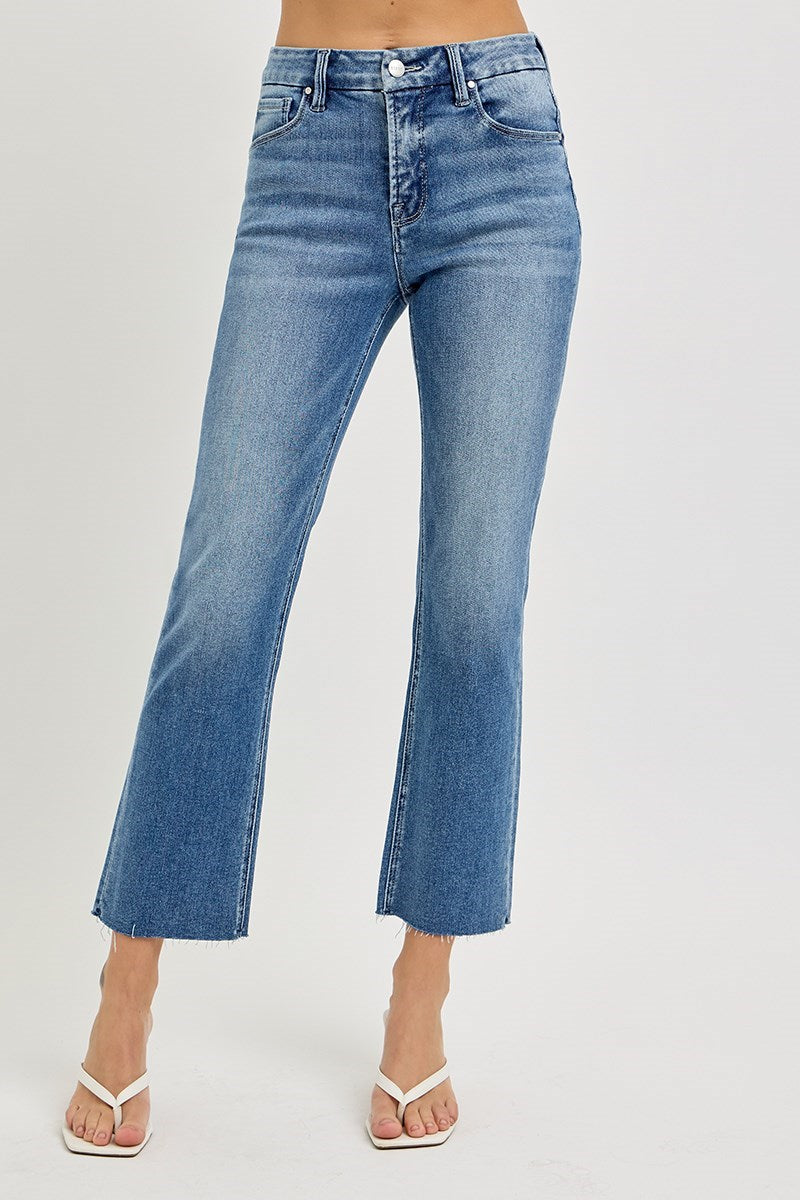 Risen High Rise Tummy Control Crop Straight Jeans