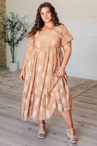 Baby's Breath Balloon Sleeve Dress in Camel