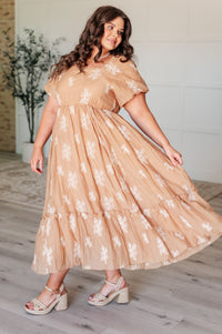 Baby's Breath Balloon Sleeve Dress in Camel