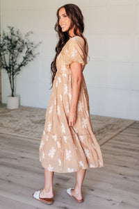 Baby's Breath Balloon Sleeve Dress in Camel