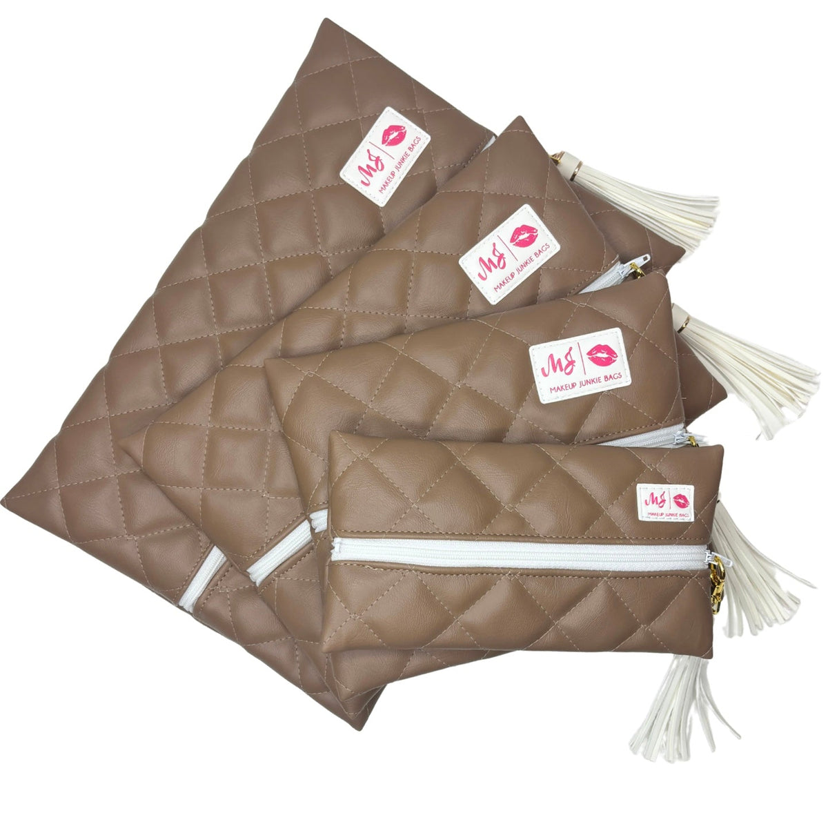 Makeup Junkie Bags Quilted Mocha