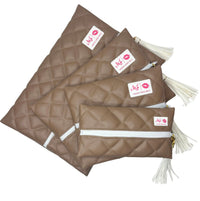 Makeup Junkie Bags Quilted Mocha