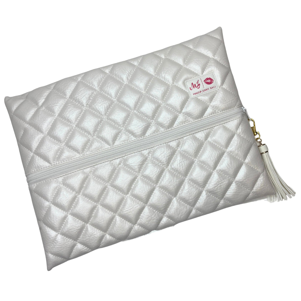Makeup Junkie Bags Quilted Pearl