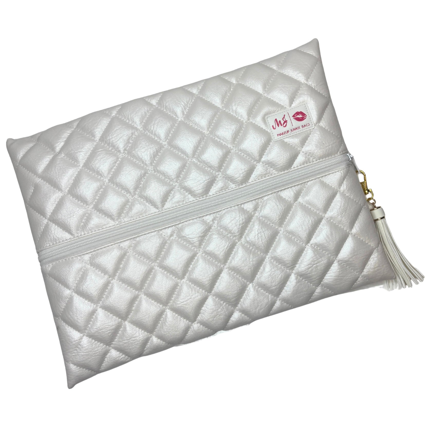 Makeup Junkie Bags Quilted Pearl