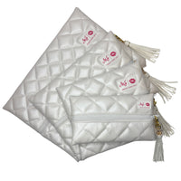 Makeup Junkie Bags Quilted Pearl