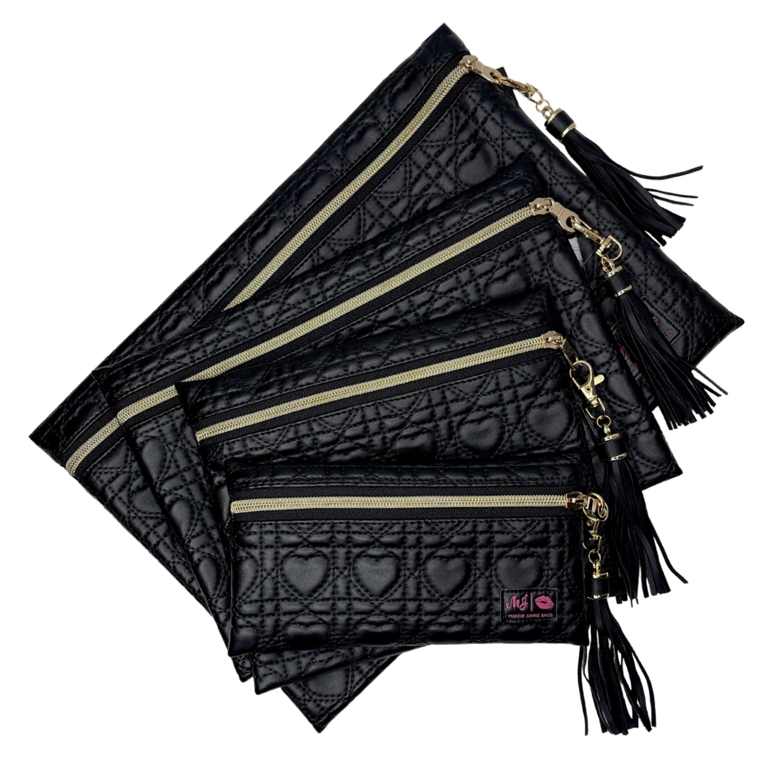 Makeup Junkie Bags Quilted Hearts Onyx