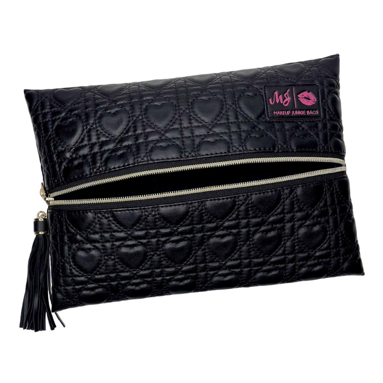 Makeup Junkie Bags Quilted Hearts Onyx