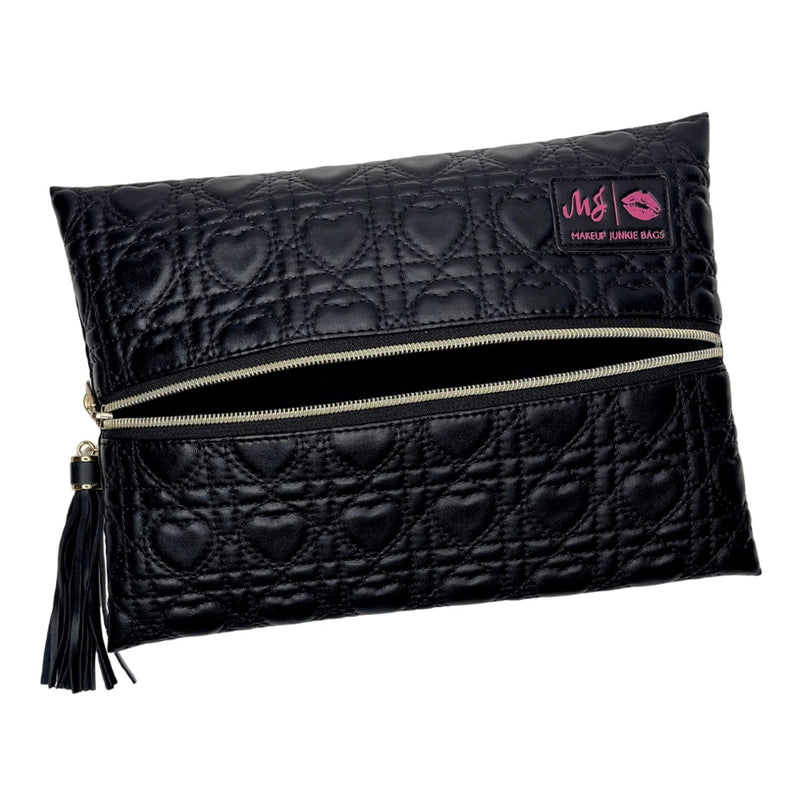 Makeup Junkie Bags Quilted Hearts Onyx