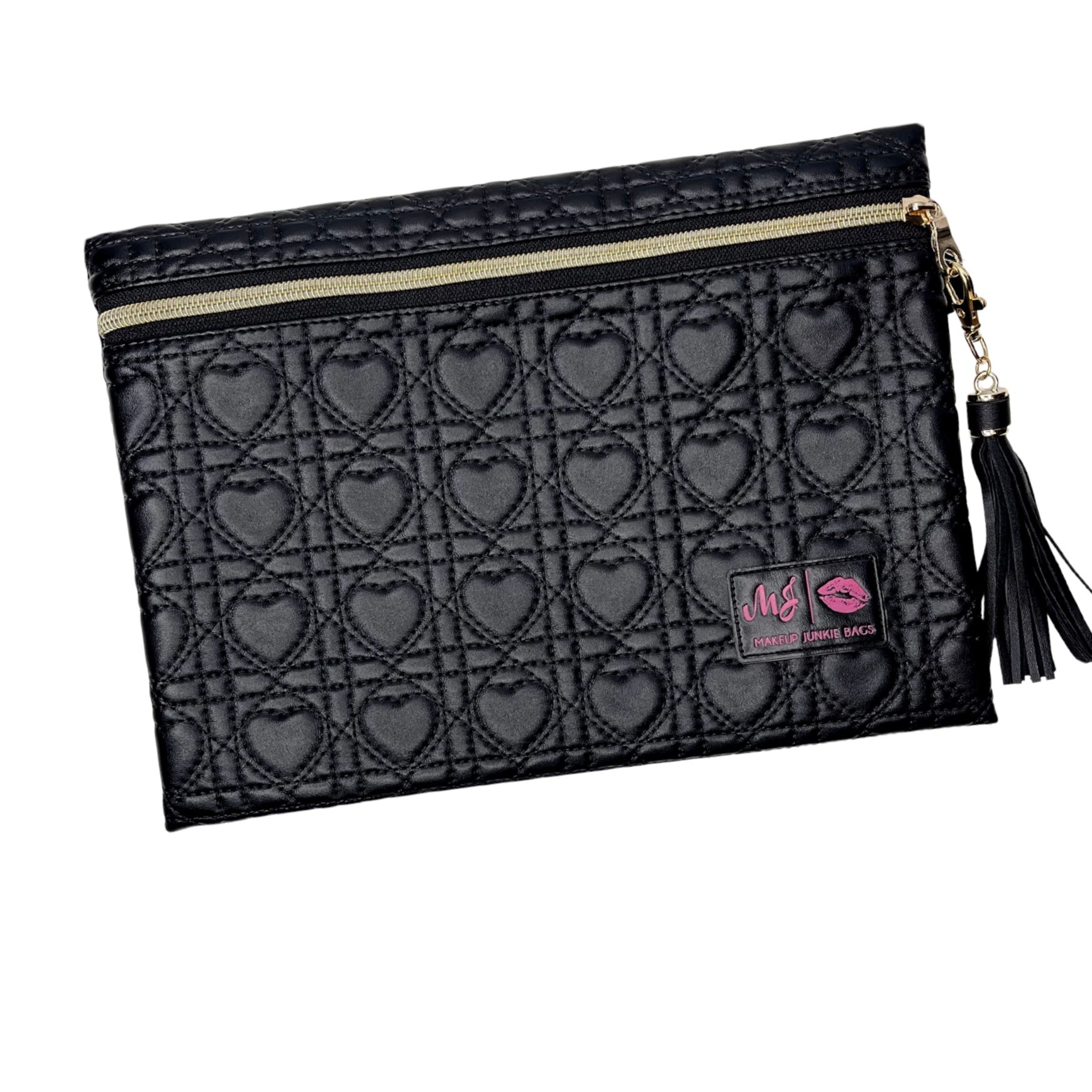 Makeup Junkie Bags Quilted Hearts Onyx