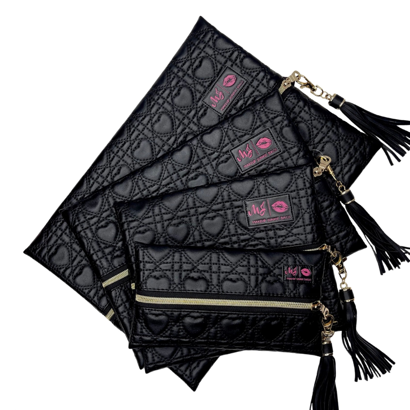 Makeup Junkie Bags Quilted Hearts Onyx
