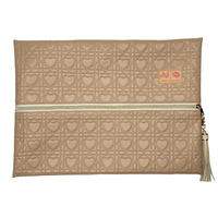 Makeup Junkie Bags Quilted Hearts Mocha