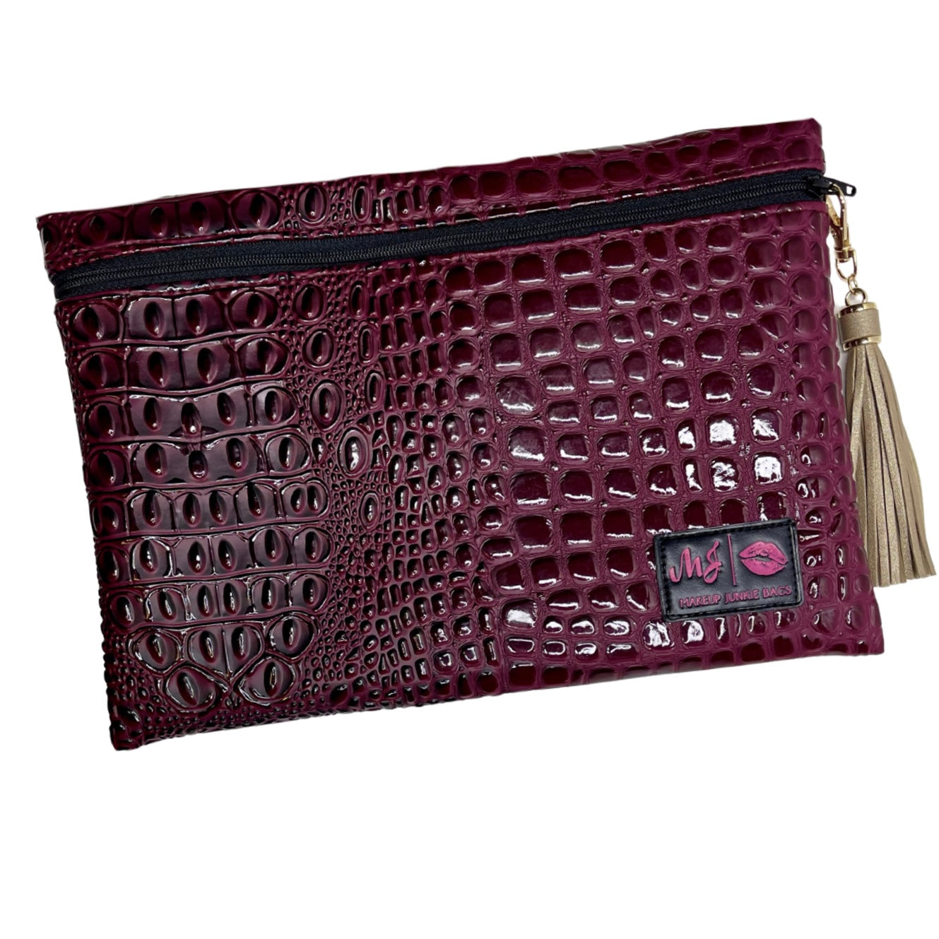 Makeup Junkie Bags Bubble Gator Wine Top Zip