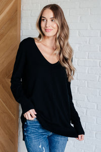 Stella High-Low Tunic Sweater - Black