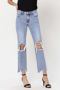VERVET by Flying Monkey High Rise Blue Melody 90'S Straight Crop Jeans